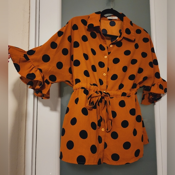 Terracotta dots blouse - Picture 1 of 5